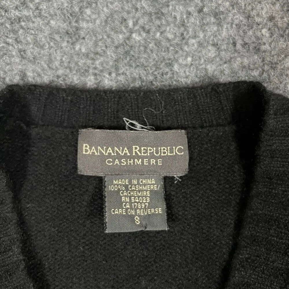 Banana Republic Sweater Mens S Black 100% Cashmere Soft Knit Pullover Crewneck
